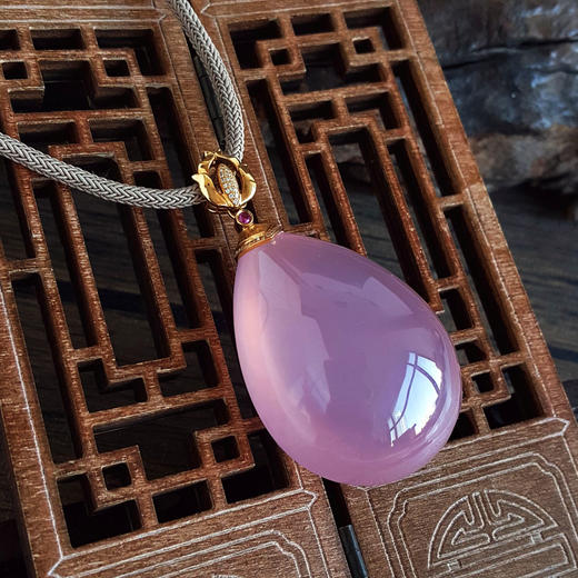 【天然正品】AU750精品黄金镶钻镶天然水滴型星光芙蓉石吊坠项链59.2*32.3*22.4MM（皆取最大值）120126NJT13 商品图5