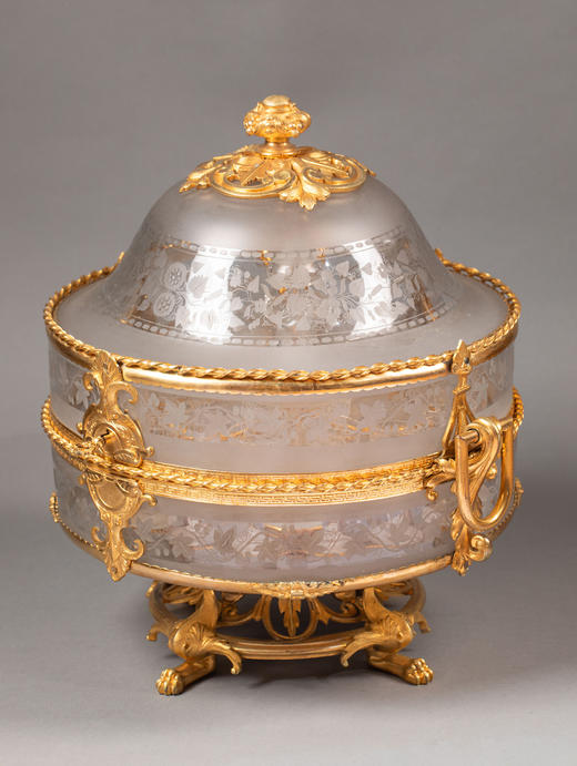 独角鹿西洋古董1850-1870年代法国拿破仑三世时期出品铜鎏金精雕修饰巴卡拉水晶酒具套装 商品图2