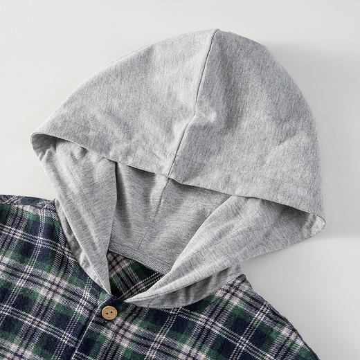 【格纹连帽衬衫】棉花堂 梭织格子连帽衬衫  A类  柔软有型  FD61073 商品图7