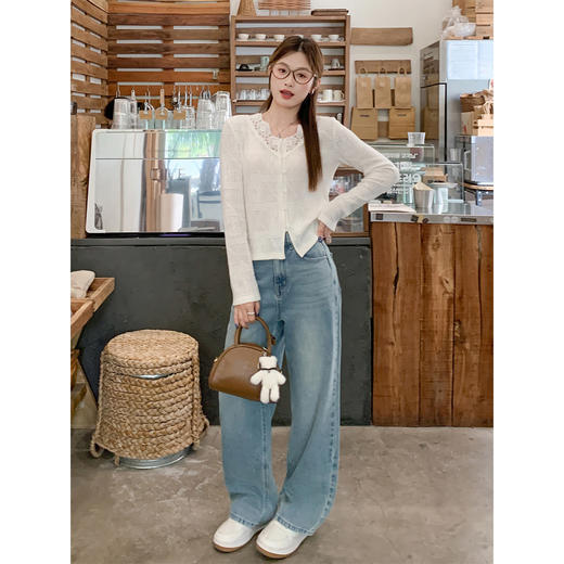 <曾小咸推荐>2.26现货秒杀 ！微信超特价！韩系镂空米白色v领针织衫 日常169.99 立减90 秒杀79.99！ 商品图3