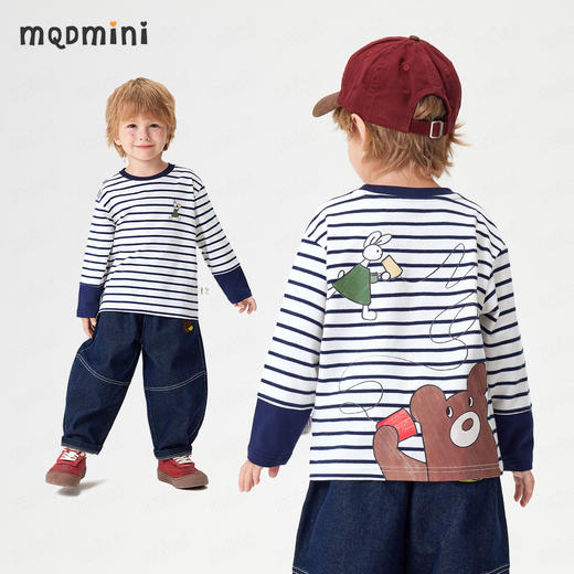 【10A抑菌】【90-140】【MQDmini】男女童春秋萌趣长袖T恤 商品图0