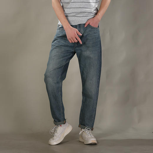 DRONKOO 2026 正常腰表袋右后袋折线棕标绣线织唛中厚牛仔长裤 商品图1