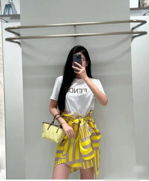 Fendi mini Roll tote 柠檬黄 老花拼皮 斜挎包 商品图3