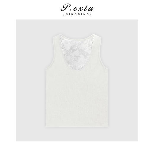 PanYiXiu/潘依绣绵羊毛人丝后背镂空蕾丝U领吊带背心 CF7631 商品图1