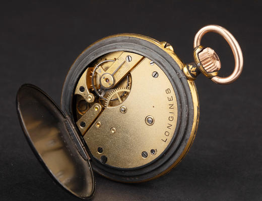 独角鹿西洋古董1900年代瑞士Longines工坊出品大马士革纹饰怀表 商品图6