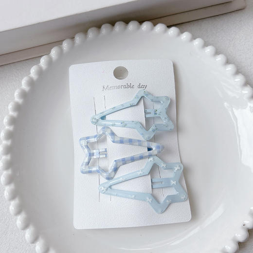 印花猫眼效果星星夹组合发夹（3个）-纪念日百货门店同款169099018 商品图1