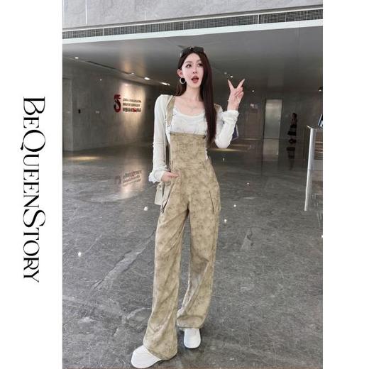 【大货捡漏，不退不换】  【街头写意】时尚舒适莱赛尔复古印花工装连体背带裤早秋 商品图0