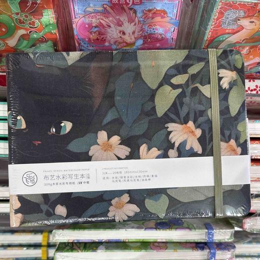 飞乐鸟  木浆布艺水彩写生本 中粗纹 玄猫185*130mm 商品图0