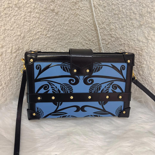 Lv petite malle 牛皮 蓝拼黑 花卉印花 金扣 硬盒子 商品图1