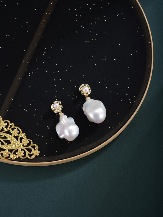 子佩集【暮色潮汐】银S925珍珠惜王妃耳钉【EM2968-XF】巴洛克2602 商品图2
