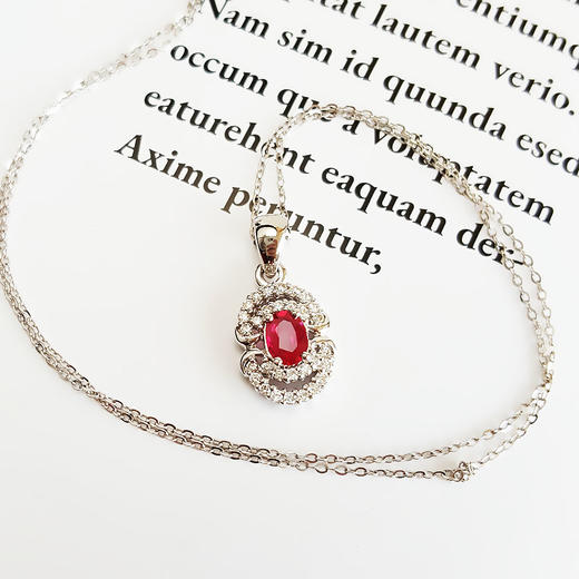 【天然正品】AU750白金镶钻镶天然近1克拉鸽血红红宝石吊坠项链18.3*9.2*4.0MM（皆取最大值）030226NJT46 商品图4