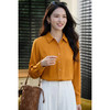 「琥珀光感桑蚕丝衬衫」暖润缎感 优质桑蚕  
 亲肤养肤 米思阳2026春季新款舒适真丝衬衫 简约通勤风职业翻领单排扣衬衫长袖上衣1419 商品缩略图3