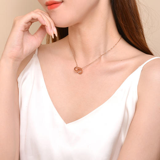 金六福吉祥钛钢双环套链★ 商品图5