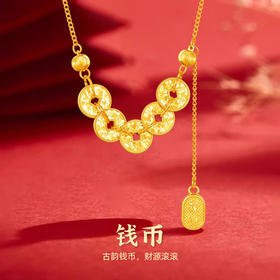 金六福吉祥S925银碎冰冰钱币招财项链★