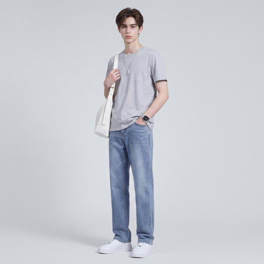 【含棉】圣得西微弹垂顺牛仔裤2026新款男春季柔软舒适休闲宽松裤 商品图4