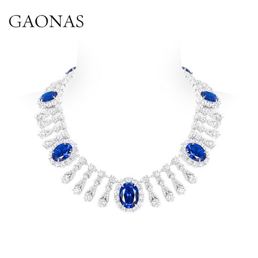 GAONAS高纳仕 重磅皇家蓝色蛋形满镶项链 商品图0