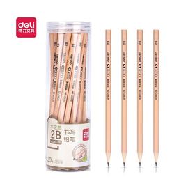 【文具】得力HC907-2B_原木六角杆30支2B铅笔(混)