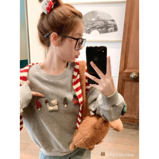 <曾小咸推荐>2.27现货秒杀 ！微信超特价！韩系灰色无帽加绒卫衣 日常209.99 立减120 秒杀89.99！ 商品图3