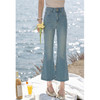 鹿向南「蓝水云烟」法式蓝色牛仔长裤春季款紧身休闲微喇九分裤女 商品缩略图2