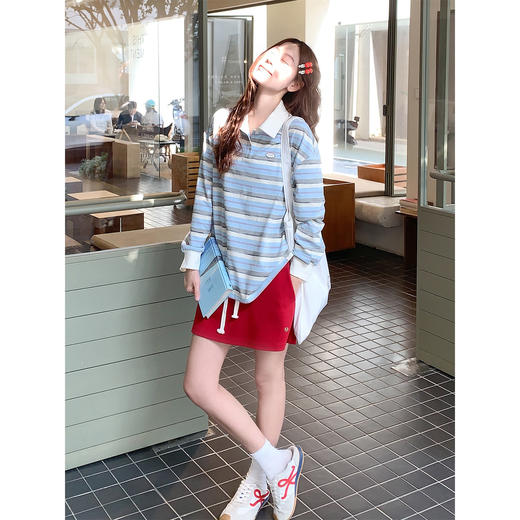 【129元任选2件】现货！韩系条纹长袖polo衫 商品图10