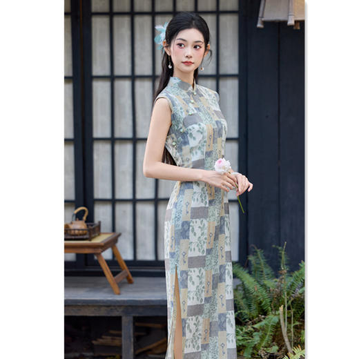 时尚改良新中式亚麻无袖，长款旗袍日常可穿旗袍GX-282332 商品图3
