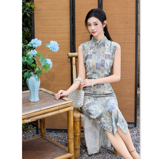 时尚改良新中式亚麻无袖，长款旗袍日常可穿旗袍GX-282332 商品图2