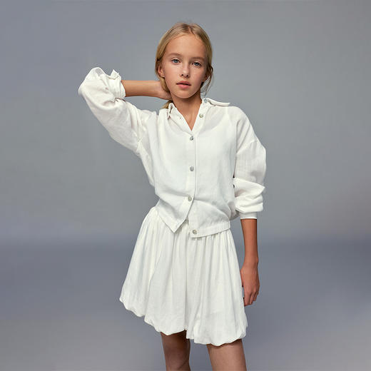 💕春3童装莱赛尔亚麻法式收腰长袖衬衫/花苞裤半身裙 商品图2