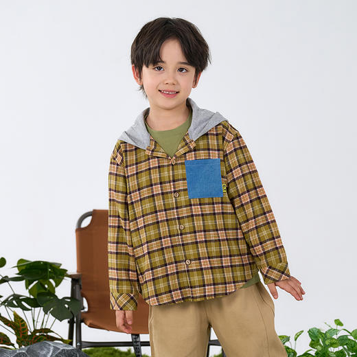 【格纹连帽衬衫】棉花堂 梭织格子连帽衬衫  A类  柔软有型  FD61073 商品图6