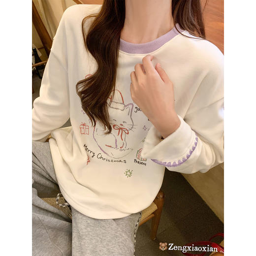 【129元任选2件】现货！ 韩系小猫印花打底衫t恤 商品图4