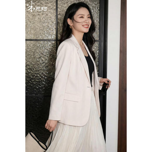 米思阳2026春季新款高端醋酸小西装一粒扣修身通勤西服外套女4119 商品图0