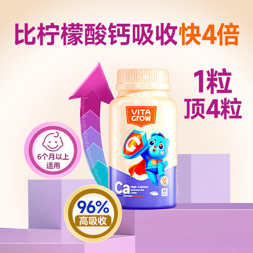 【成长关键期 好吸收“蹭蹭”高】VITA Grow 婴幼儿海藻钙软胶囊 60粒/瓶 液体海藻钙 好吸收 轻松蹭蹭高（效期至2026-06-27/2027-01-04） 商品图1