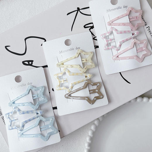印花猫眼效果星星夹组合发夹（3个）-纪念日百货门店同款169099018 商品图0