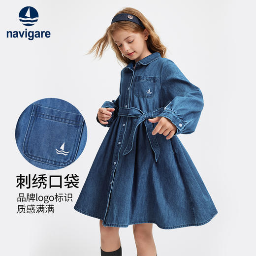 【 纳维凯尔】【120-165】意大利小帆船女童牛仔连衣裙 商品图3