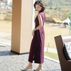 西子/羊毛亚麻经典气质无袖高领贵气酒红色连衣裙/CQYF0578 商品缩略图2