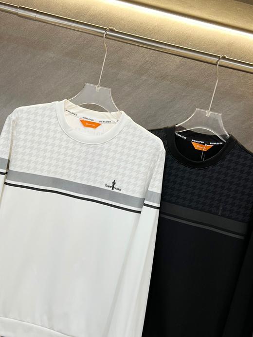 点此购买 比音勒芬秋冬季男士千鸟格纹复古典雅印花圆领加绒卫衣 ss 338079 商品图2