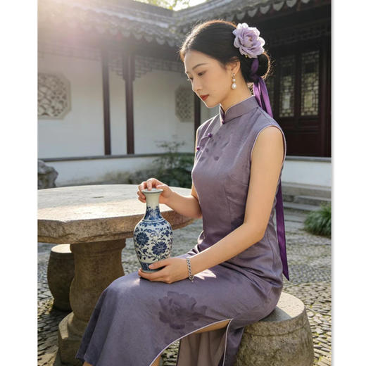 时尚改良新中式年轻少女款，长款无袖港风旗袍GX-362601 商品图3