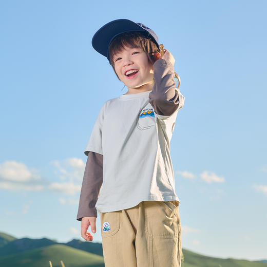 【100%棉 山系假两件糯糯T桖】棉花堂针织长袖T恤 A类面料  吸湿透气   不易起球   FA52152YX 商品图7