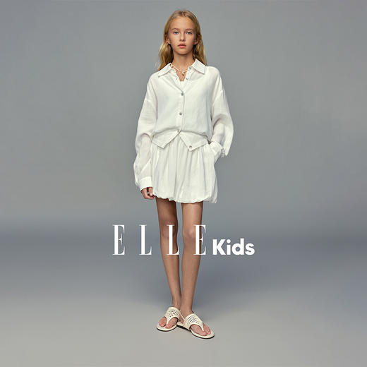 💕春3童装莱赛尔亚麻法式收腰长袖衬衫/花苞裤半身裙 商品图1