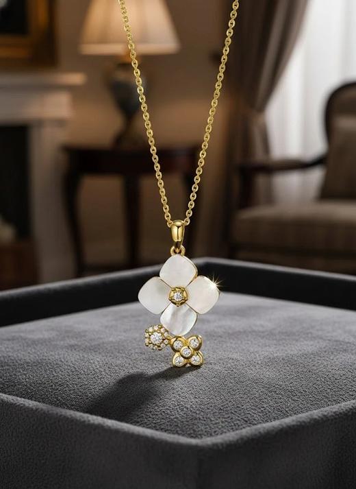 绣球圆满天然贝母项链 银镀金饰品（非质量问题  不退不换） 商品图2