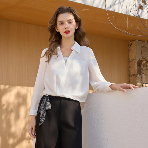 半身缘女装 春季假两件基础百搭舒适柔软透气小衫261313U05040251 商品图2