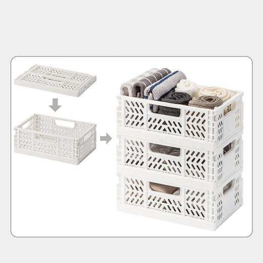 NITORI宜得利家居 桌面橱内浴室自由组合可折叠可叠收纳篮 商品图3