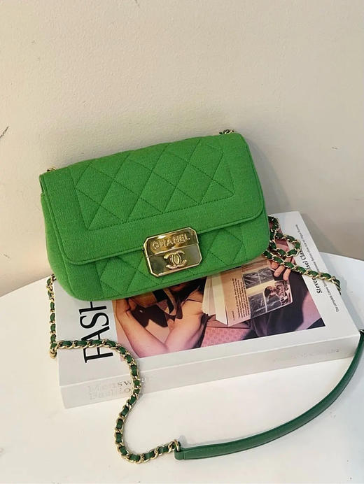 Chanel Jersey 针织 绿色 mini 金扣 单肩包 商品图0