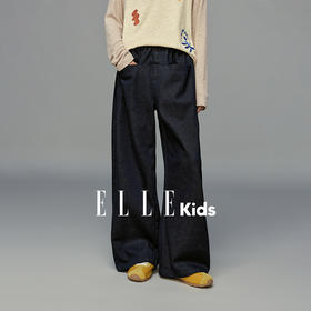 💕春3童装复古水洗全腰松紧弯刀仿牛仔休闲长裤