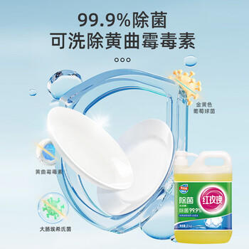 红玫瑰（Hongmeigui） 除菌洗洁精2kg洗除黄曲霉毒素和幽门螺杆菌A类食品用冷水去重油 /家庭清洁/纸品 /家庭环境清洁 /洗洁精 商品图1