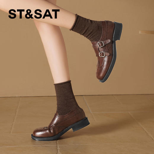 星期六26春新款英伦布洛克雕花扣带乐福SSE1112C2T 商品图1