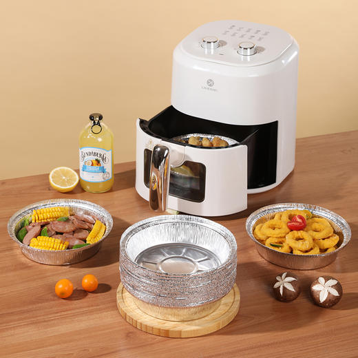 美丽雅空气炸锅铝箔盘专用纸圆形加厚锡纸盒家用锡纸盘 10只体验装 商品图2