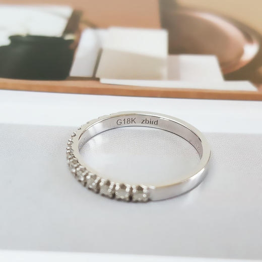 Zbird AU750白金简约时尚群镶0.145克拉钻石戒指12号（戒圈可改）030226NJT42 商品图4