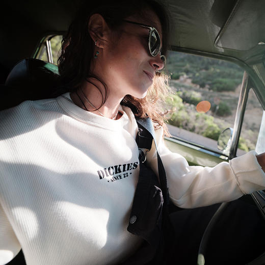 Dickies【田嘉瑞同款】华夫格面料长袖卫衣字母刺绣圆领上衣 DK0A8821 商品图0