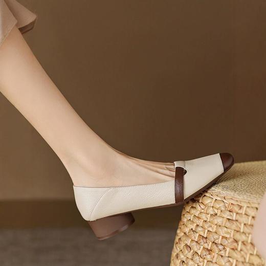 软皮复古单鞋女粗跟秋新款时尚百搭玛丽珍软皮软底不累脚女鞋35-40★娃娃优选 商品图1