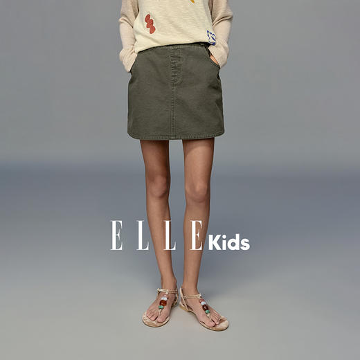 💕春3童装休闲水洗牛仔抽皱半身裙 商品图1